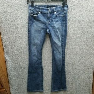 White House Black Market 00S Blanc Blue Solid Bootcut Jeans 28" 29.75" 7.75"